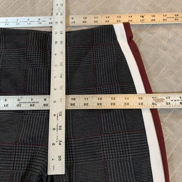 Forever 21 Contemporary Women Medium Pants Dark Gray Plaid Tuxedo Stripe Pull On - Picture 6 of 12